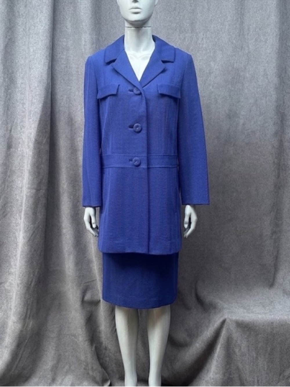 Vintage skirt + jacket set women’s blue 2 piece